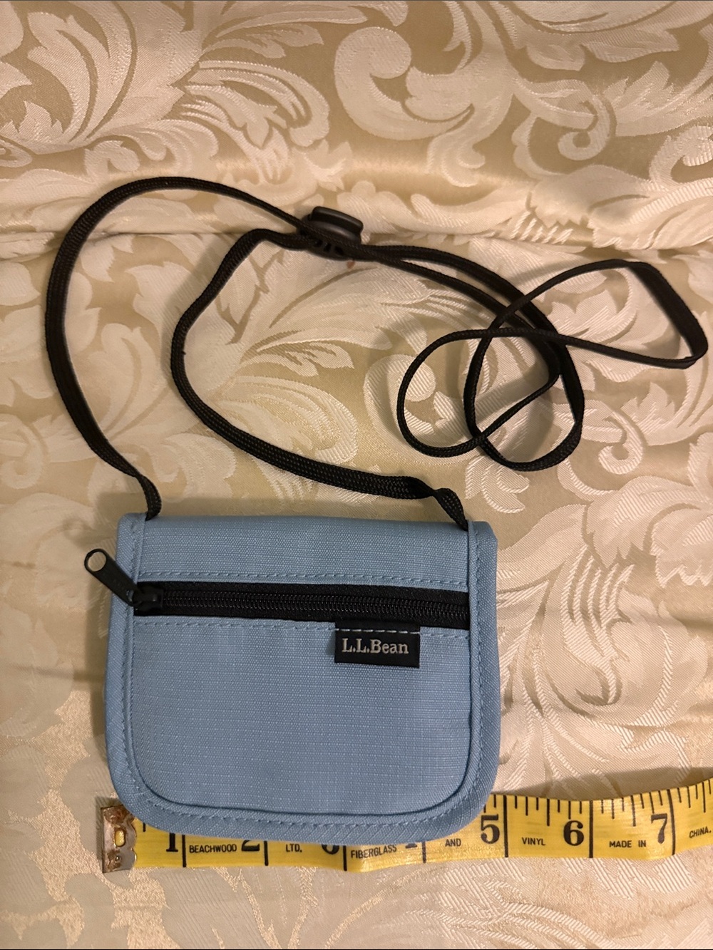 L.L.Bean Sky Blue Crossbody Pouch with Black Strap